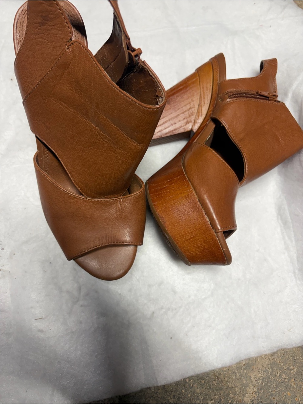 Women's Brown Leather Platform Sandals